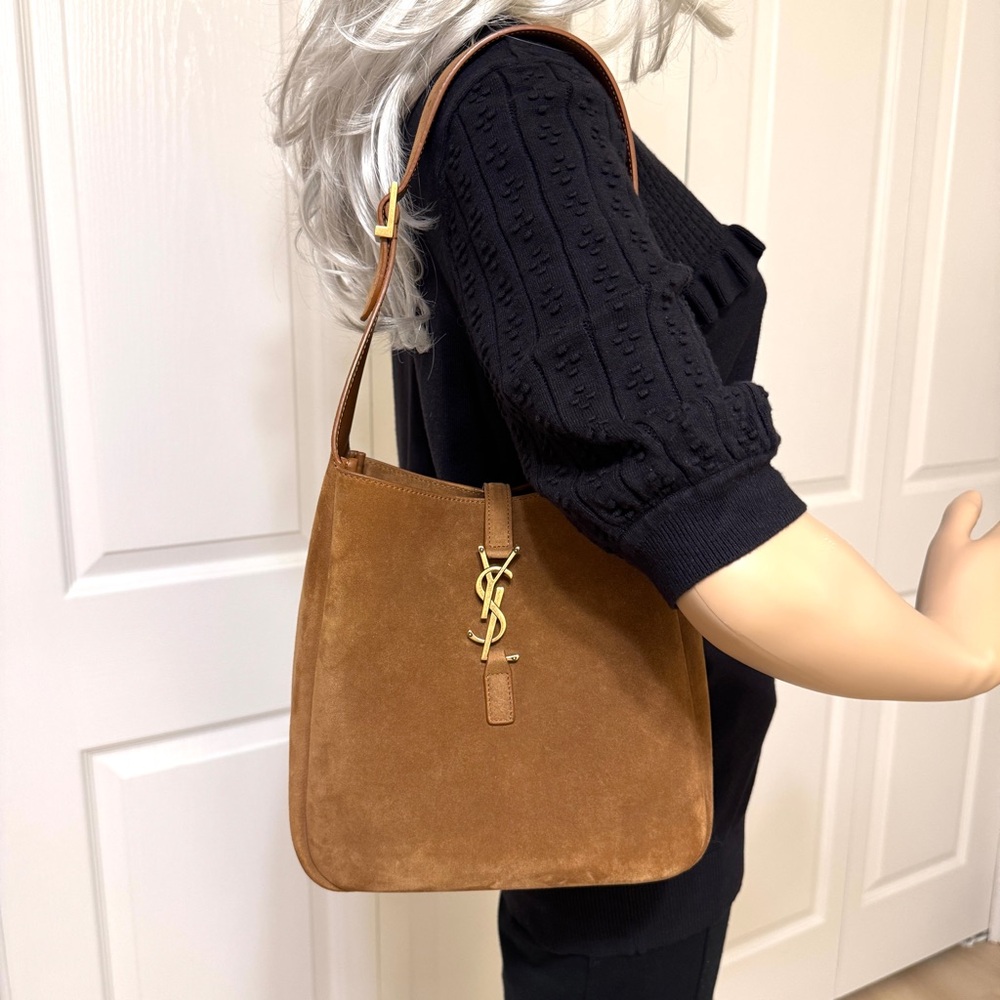 YSL Yves Saint Laurent 5 A 7 Brown Suede Supple Shoulder Hobo Bag - Picture 14 of 14